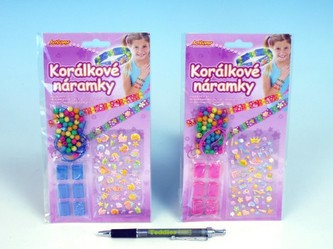Korálky náramky samolepky na kartě 36ks v boxu