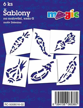 Papírové šablony MAGIC, 11 x 14cm, 6ks, sada G - Zelenina