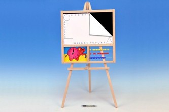 Tabule školní dřevo 88x44cm magnetická i pro psaní na fólii s počítadlem a hodinami v sáčku