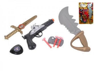 Piráti sada - pistole na přísavky + šavle s dýkou plast na kartě 28x42xcm