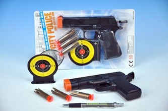 Pistole plast 17cm s přísavkami a terčem na kartě