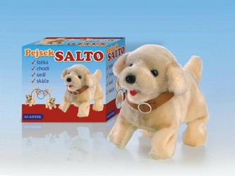 Pes Salto plyš chodící 20cm na baterie v krabičce