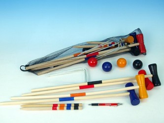 Hra Kroket dřevo v síťce 60x12cm