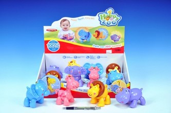 Zvířátko veselé ZOO plast 10cm na kolečkách s otáčecí hlavou, 4 druhy  od 12 měsíců - 1 kus