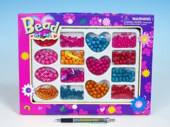 Korálky dřevo v krabici 31x24x3cm