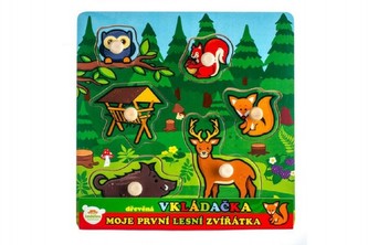 Vkládačka dřevěná Moje první zvířátka lesní 6 ks 22,5x22,5x2,5 cm 12m+ MPZ