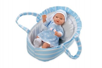 Panenka/miminko Arias vonící měkké tělo 28cm modré v tašce  na baterie v sáčku