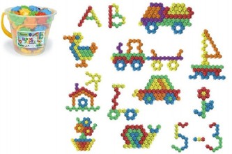 Kostky puzzle plast 88ks v kbelíku 21x20x21cm Wader