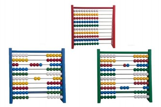 Počítadlo kuličkové dřevo/kov/plast 24cm, 3 různé barvy