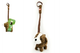 Pes na tyčce plyš 16cm chodící na baterie se zvukem