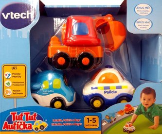 Tut Tut Autíčka sada 3ks plast 8-12cm na baterie se zvukem se světlem v krabici 23x19x7cm Vtech