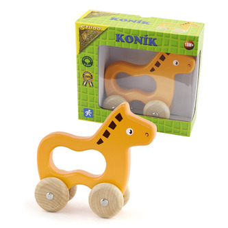 Koník na kolečkách dřevěný