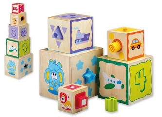 Dřevěné kostky 2 v1 vkládačka + stavebnice