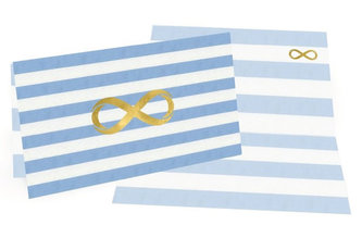 Přání A - Modré proužky zlaté nekonečno /8,5x15cm