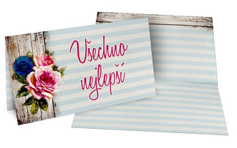 Přání A - Všechno nejlepší modré proužky /8,5x15cm