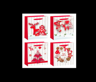 Dárková taška na láhev - Vánoční motiv/12x36x9 (mix)