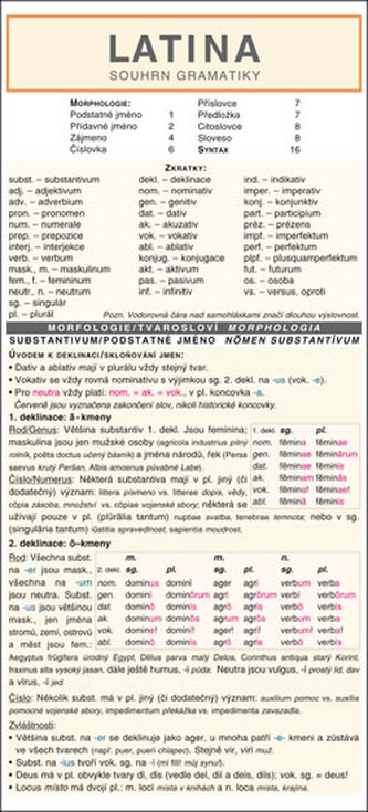 LATINA souhrn gramatiky