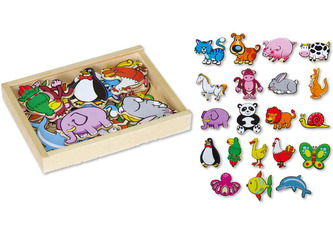 Magnetky zvířata 20 ks dřevěné