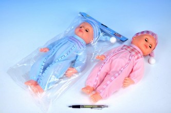 Panenka miminko mrkací 36cm tvrdé tělo, 2 barvy, v sáčku - 1 kus