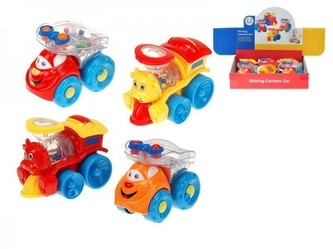 Veselé Auto/vlak s kuličkami plast 10cm, 2 druhy (1ks v balení), od 12 měsíců