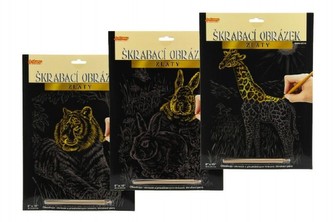 ArtLover Sada Škrabací obrázek - zlatý 20,3 x 25,4 cm/mix 6 motivů