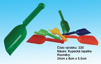 Kupecká lopatka plast 24cm 4 barvy 12m+