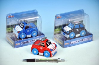 Auto policejní veselé kov 8cm na setrvačník 3 druhy v krabičce - 1 kus