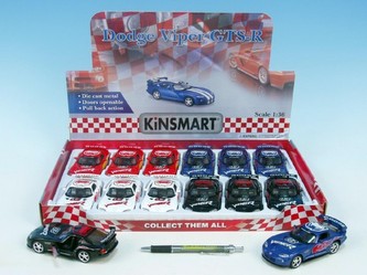 Auto Kinsmart Dodge Viper GTS-R kov 13cm na zpětné natažení asst 4 barvy