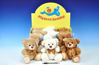 Medvídek plyš 22cm s mašlí asst 3 barvy od 0 měsíců