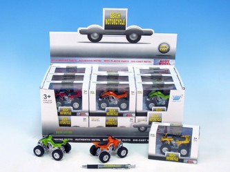 Čtyřkolka kov 9cm na zpětné natažení asst 4 barvy