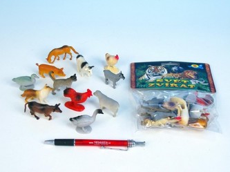Zvířátka farma plast 4-5cm, 12 druhů, 12ks v sáčku