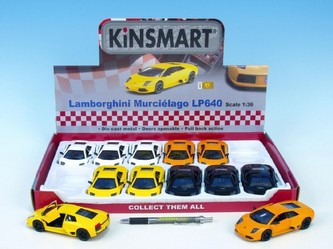 Auto Kinsmart Lamborghini Murciélago kov 12.5cm na zpětné natažení