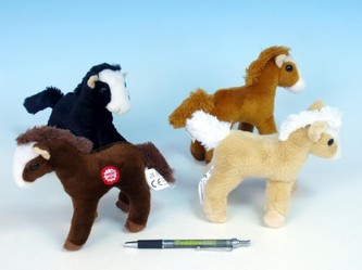 Kůň plyš 18cm na baterie se zvukem asst 4 barvy 0+