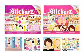 Blok se samolepkami pro holky opakovené použití asst 2 druhy