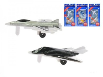 Letadlo kov 7cm volný chod, 4 druhy, v krabičce 2ks