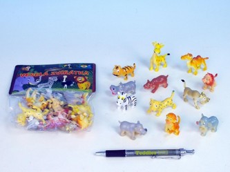 Zvířátka safari/ZOO veselá plast 5cm asst 12 druhů 12ks v sáčku