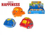 Dopravní prostředek 7cm klouzající a plavací Baby´s Happiness asst 3 druhy 12ks v boxu 18m+
