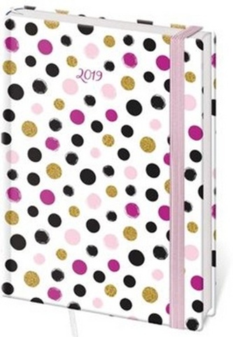 Diář 2019 A6 LYRA týdenní s gumičkou Dots
