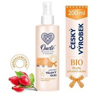 Onclé Luxusní dětský vyživující tělový olej do koupele a po koupeli s Bio šípkovým olejem 200 ml child