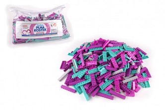 Stavebnice Cheva Taška Plná Kostek plast Růžová sada 2 kg v plastové tašce