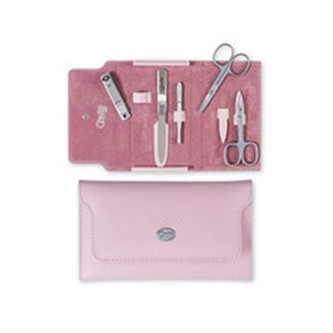 Credo Solingen Luxusní 5 dílná manikúra v růžovém koženém pouzdře Palmelato Rose 5 woman