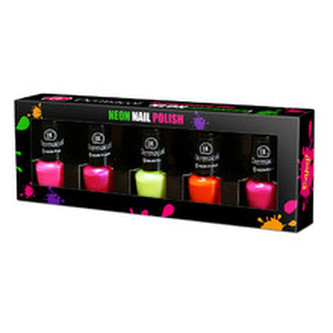 Dermacol Neon Polish lak na nehty 5 ml + lak na nehty 5 ml 22 Tropéz + lak na nehty 5 ml 21 Rio + lak na nehty 5 ml 02 Orange + lak na nehty 5 ml 24 Hawaii