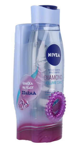 Nivea Diamond Volume Care šampon 250 ml + kondicionér 200 ml + gumička do vlasů