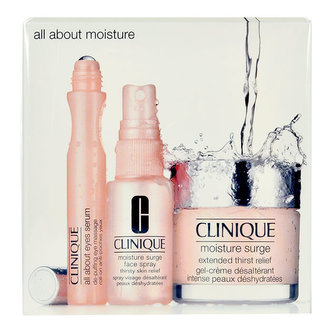 Clinique Moisture Surge gelový krém Moisture Surge 75 ml + hydratační voda Moisture Surge Face Spray 30 ml + oční séruml About Eyes Serum 15 ml