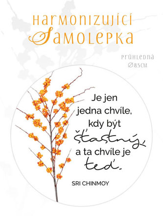 Samolepka průhledná Je jen jedna chvíle, kdy být šťastný a ta chvíle je teď průměr 8,5 cm