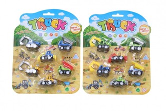 Auta stavební mini 6 ks plast 5-6cm mix druhů na kartě