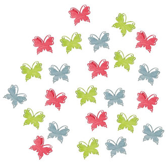 Dřevění motýli 2cm - zelenomodrý mix 24ks