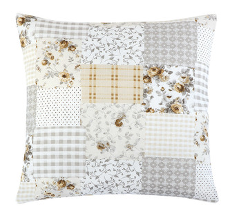 Polštářek EMA - béžovošedý patchwork - 45x45 cm