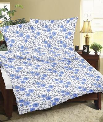 Povlečení flanelové - modrá růže - 140x220, 70x90 cm