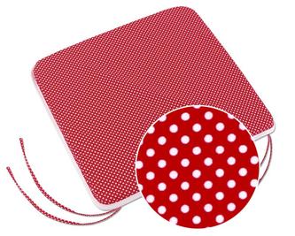 Sedák Adéla hladký - puntík červenobílý - obšitý bílou bavlněnou stuhou - 40x40 cm,hladký